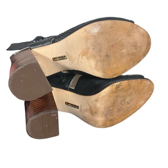 Louise et Cie Lo-Katlin Black Leather Heeled Sandals 8.5M Open Toe Bow Cutout - Picture 9 of 12